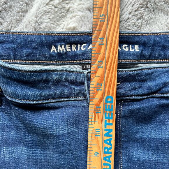American Eagle, super high rise, flare, blue jeans, denim plus size 18 - Picture 6 of 10